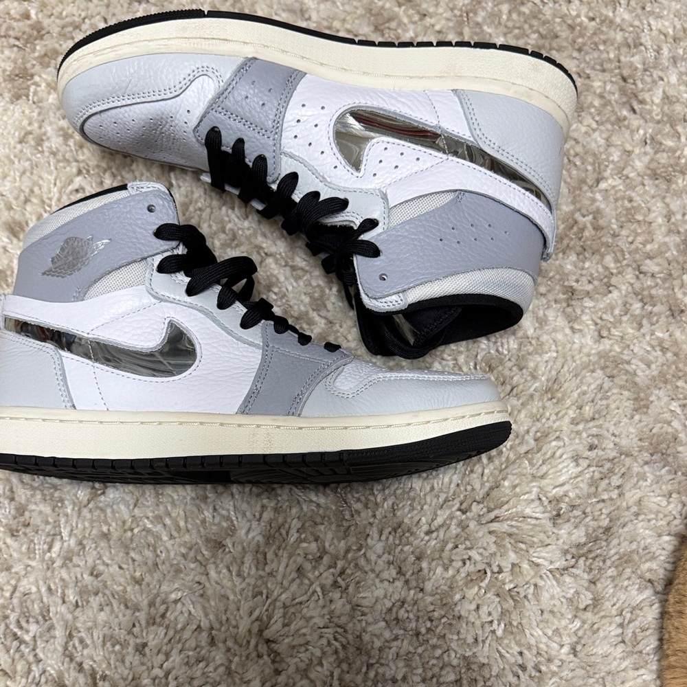 Silver and White High-Top Sneakers